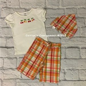 FIVE PIECE Vintage Gymboree Scarf, Shirt, Shorts, Terry Pant & Terry Hoodie LN